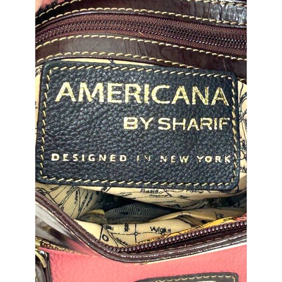 Americana By Sharif Vintage Crossbody Purse Pink Brown Strap Pockets Lined Zip - Picture 4 of 16